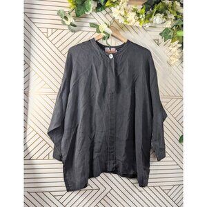 CRUNCH Women's Linen Black Popover Top Single Button Size ONE SIZE FITS ALL